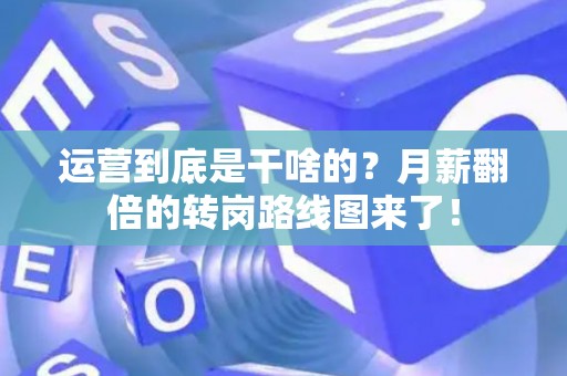运营到底是干啥的？月薪翻倍的转岗路线图来了！